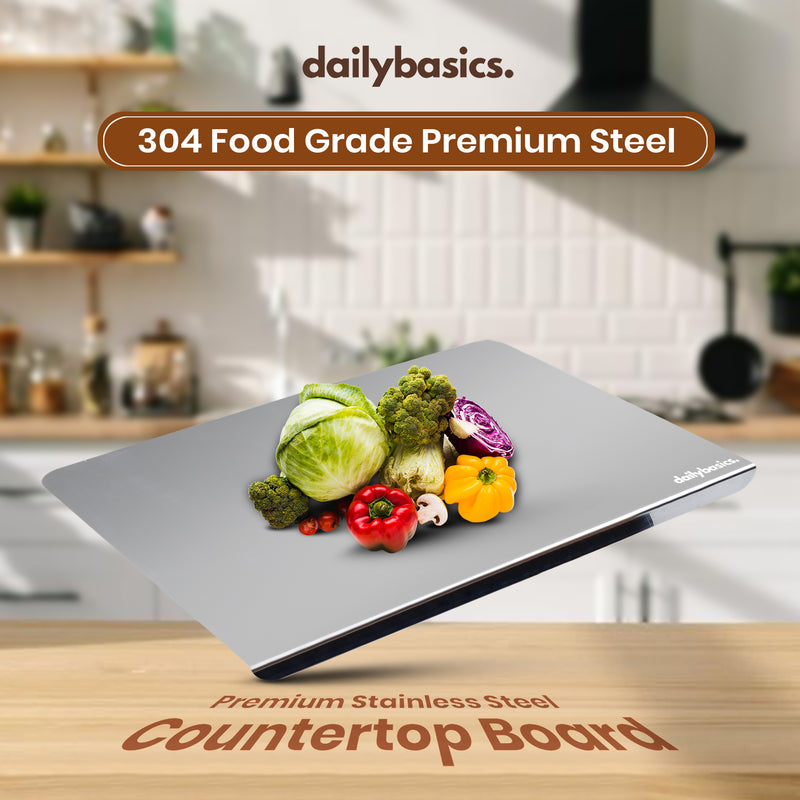 DailyBasics™ Stainless Steel Countertop Chopping Board -  Premium 304-Grade Steel
