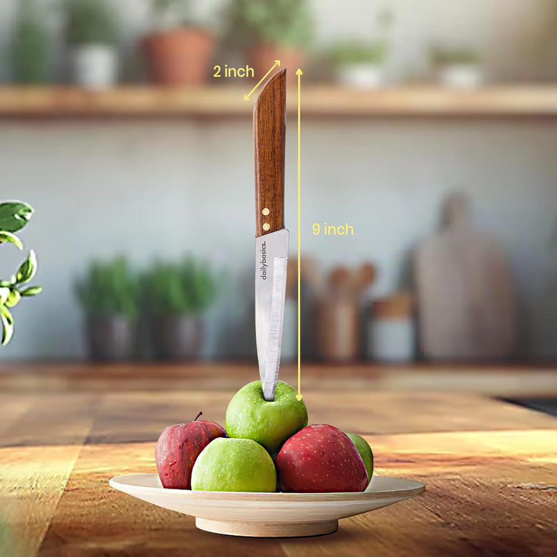 DailyBasics™ Stainless Steel Knife with Premium Teakwood Handle