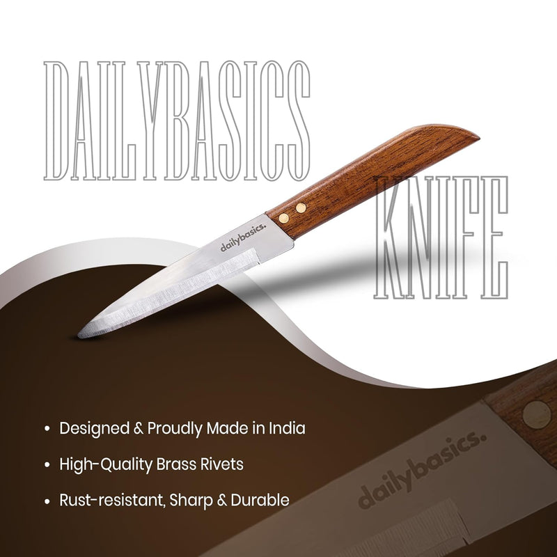 DailyBasics™ Stainless Steel Knife with Premium Teakwood Handle